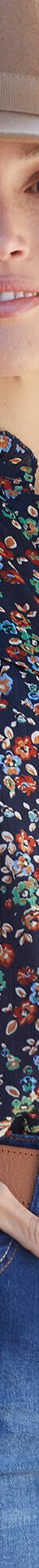 Blouse volantée imprimée, crépon (marine / vert) Blouse volantée imprimée, crépon (marine / vert)